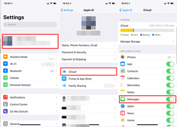 re-enable messages in iCloud