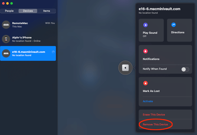 remove device from mac