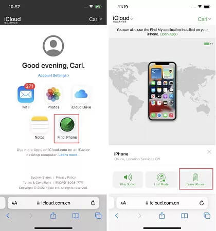 reset a locked ipad using find my