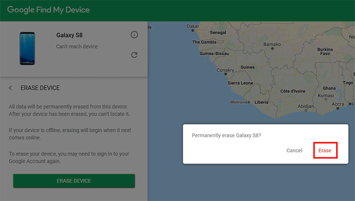 reset locked samsung via find my device