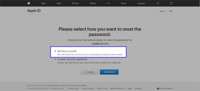 reset password on appleid apple with email