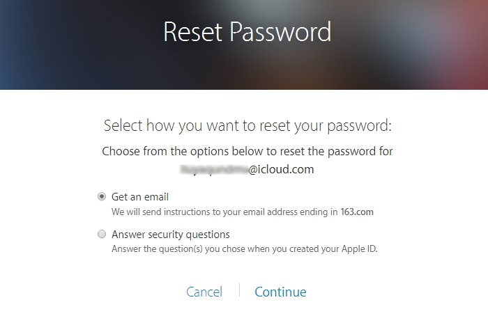 reset password