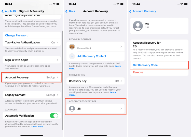 reset passwords via account recovery