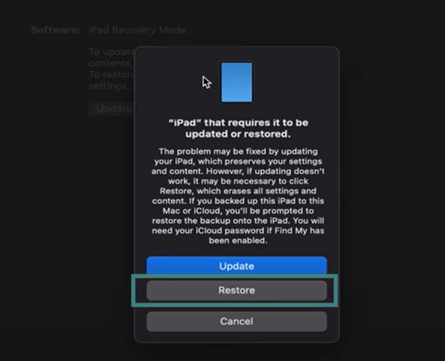 restore ipad in recovery mode