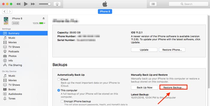 restore iphone after earsing data