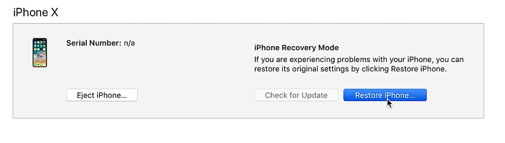 restore iphone from dfu mode itunes detect an iphone in recovery mode