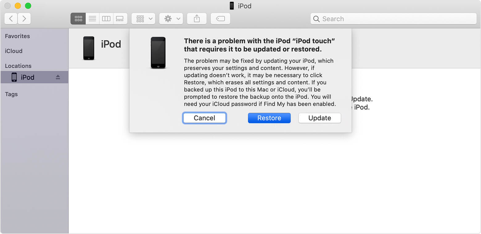 restore ipod touch recovery mode