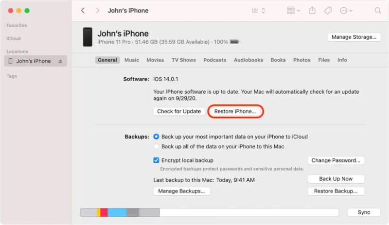 restore your iphone using itues
