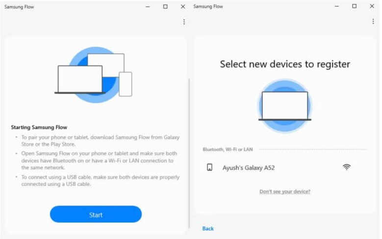 connect Samsung flow