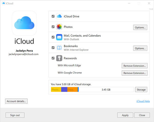 set up and use iCloud for Windows