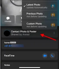 set up contact poster via imessages