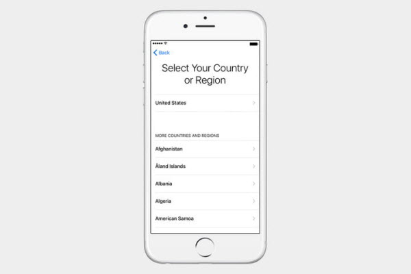 set up iphone country