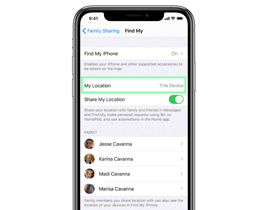 share location from other devices