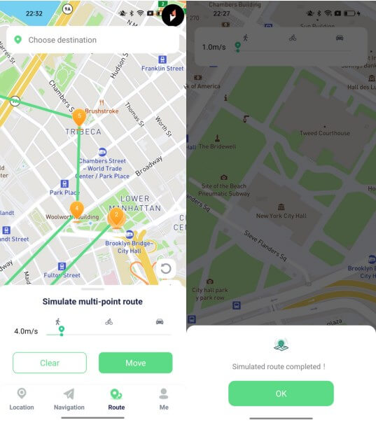 simulate gps routes with imovego android