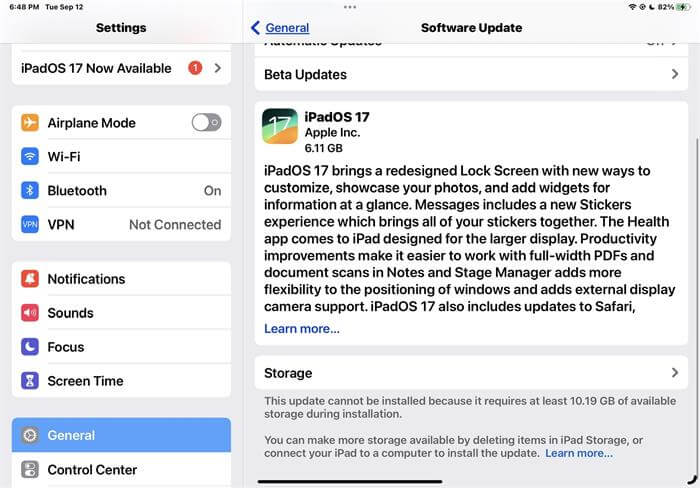 software update ipados 17