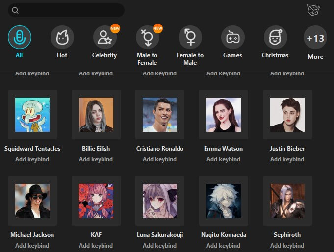 soundbot voice categories