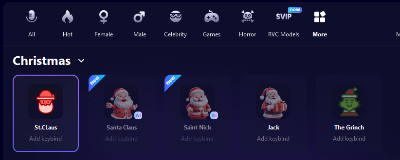 Christmas voice section in wootechy soundbot