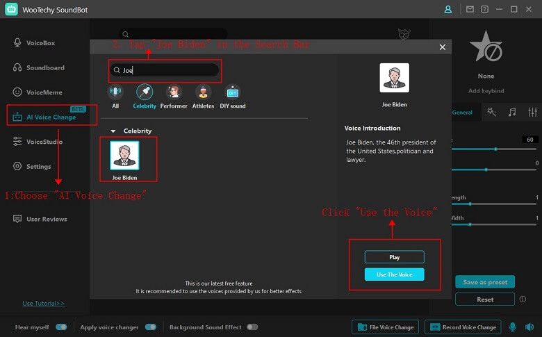 SoundBot Joe Biden AI voice change guide