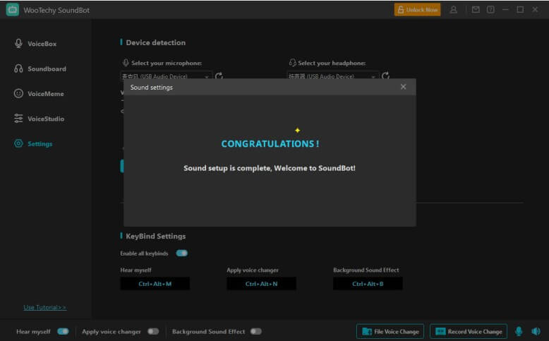 complete soundbot microphone setting