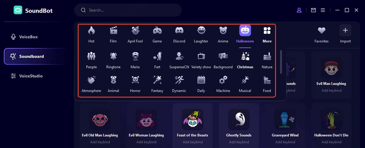 wootechy soundbot Sound Effect Categories