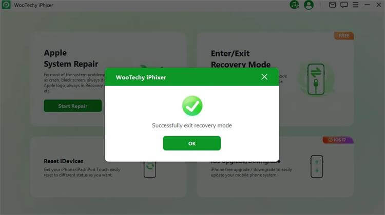 successfully exited recovery mode