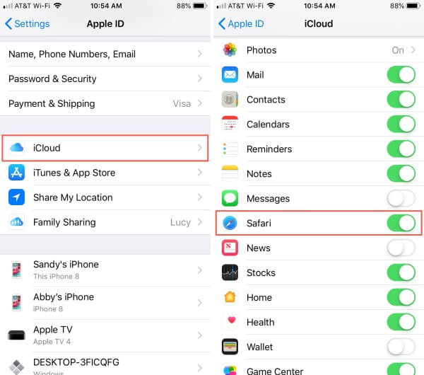 sync bookmarks to iCloud on iPhone/iPad