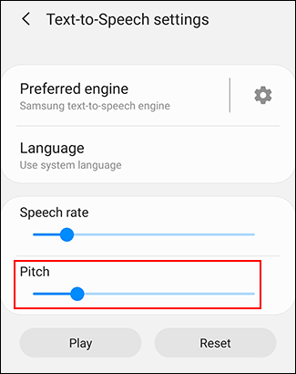 text to speech settings