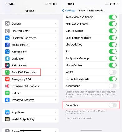 turn off erase data after 10 attempts