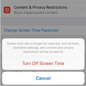 turn off iphone screen time feature