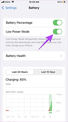 turn off low power mode