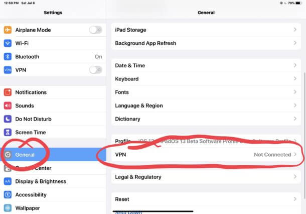 turn off vpn ipad