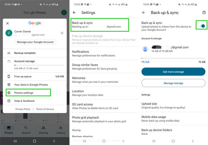 Google Photos backup and sync