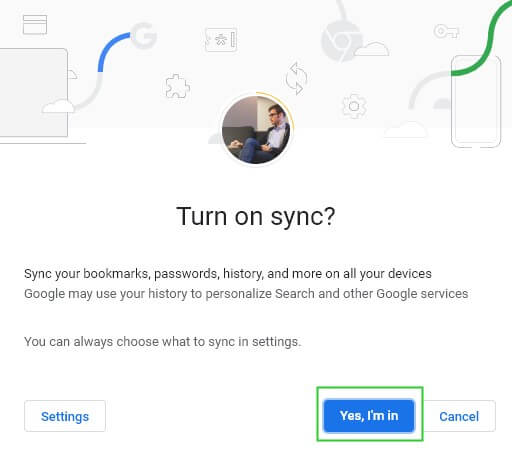 turn on Google sync on PC