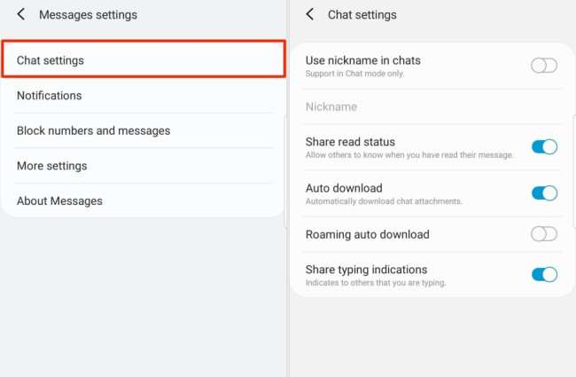 turn on rcs messages on samsung