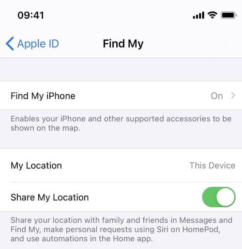 turn on share my location