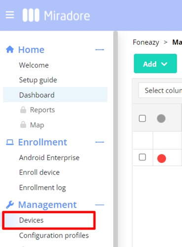 unenroll miradore mdm