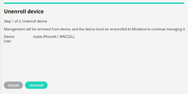 unenroll miradore mdm