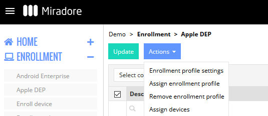 unenroll miradore mdm
