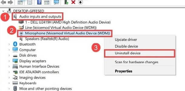 uninstall voicemod drivers