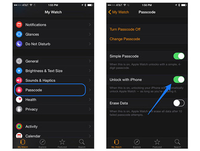 unlock apple watch with passcode