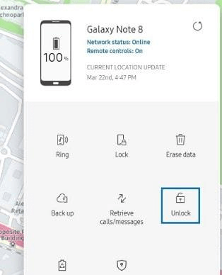 unlock samsung phone via find my mobile