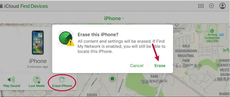 unlock unavailable iphone via find my