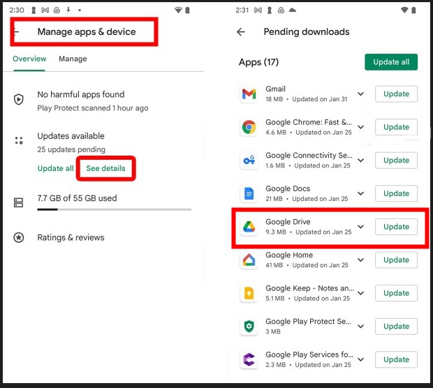 update-google-drive-android-device