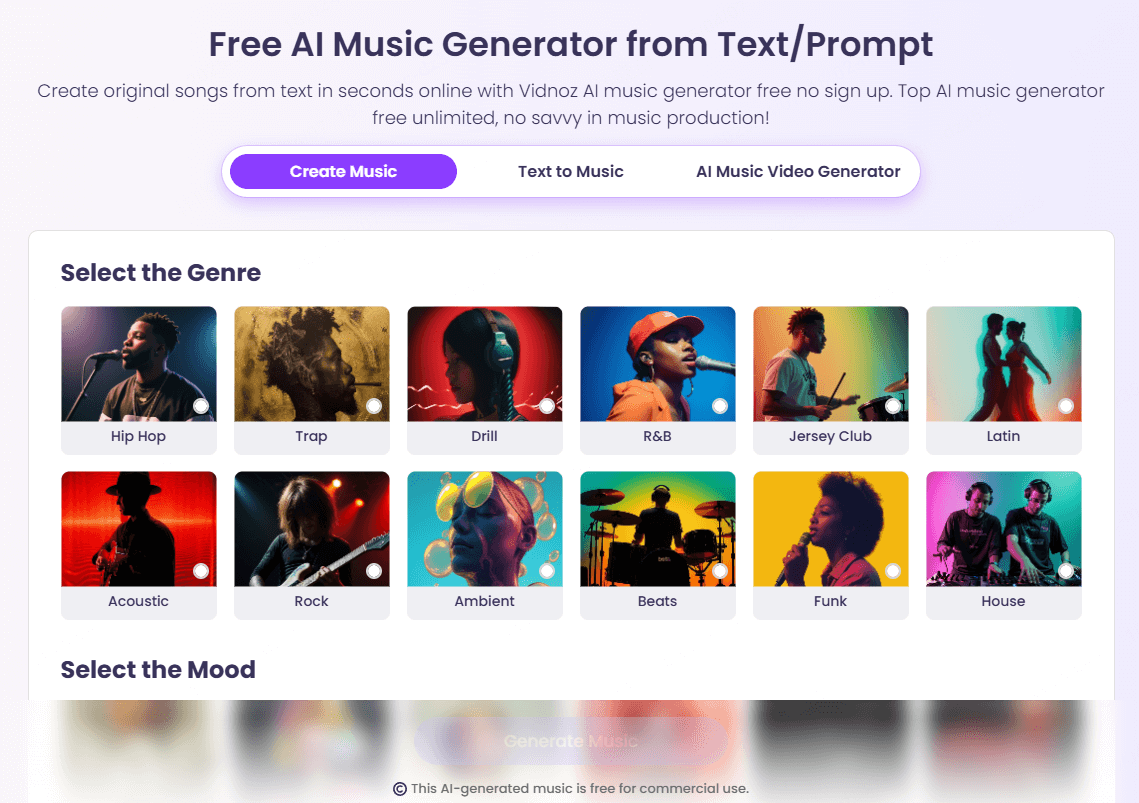 vidnoz ai music generator overview
