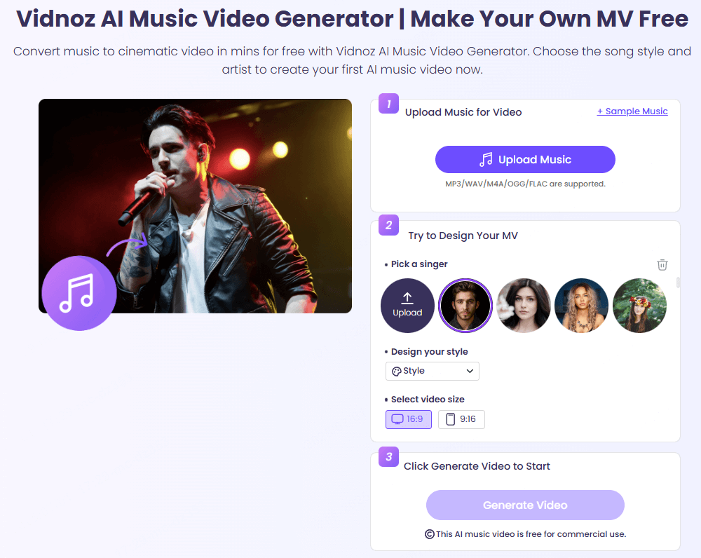 vidnoz ai music video maker