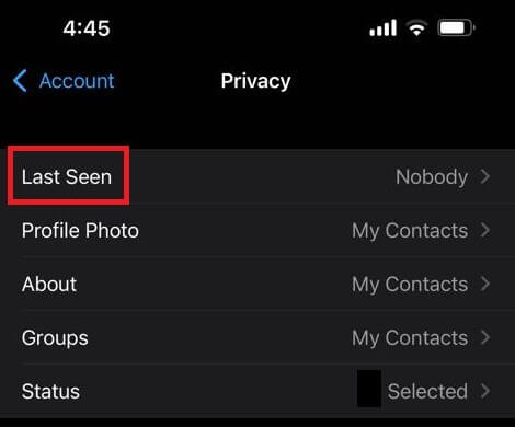 WhatsApp last seen status