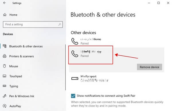 Pair Device from phone to pc