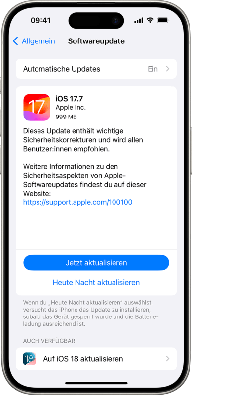 aktualisieren zu ios 18