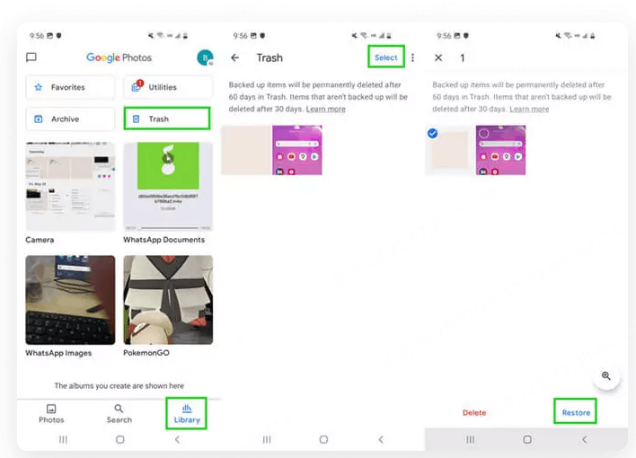 Google 포토에서 삭제된 사진 복구