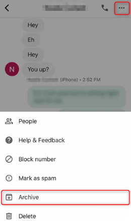 archive messages in google app